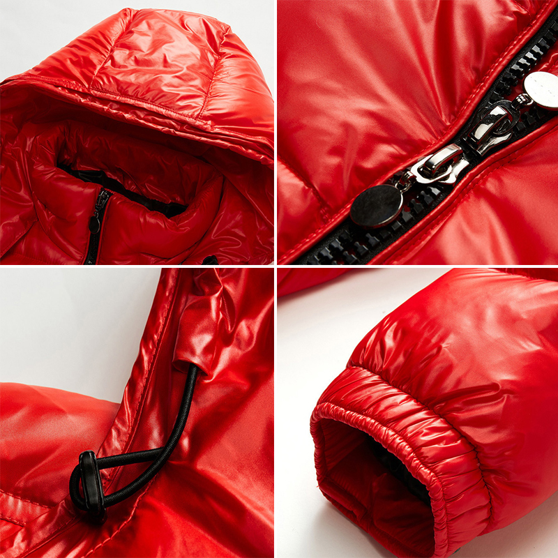 Parkas brillantes de invierno para hombre, abrigos térmicos de algodón para esquí de montaña, cortavientos grueso, chaqueta con capucha, ropa