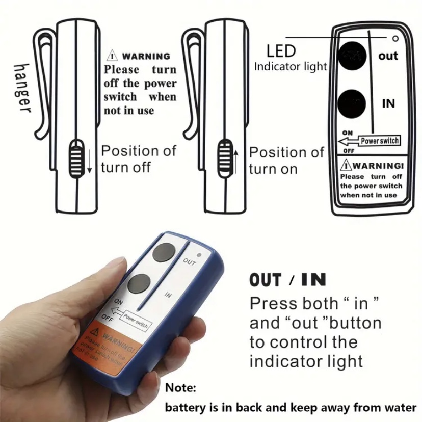 ワイヤレスハンドセットスイッチコントローラウインチリモートコントロールシステム 12V 24V ジープオフロード ATV ユニバーサル回復レッカー車