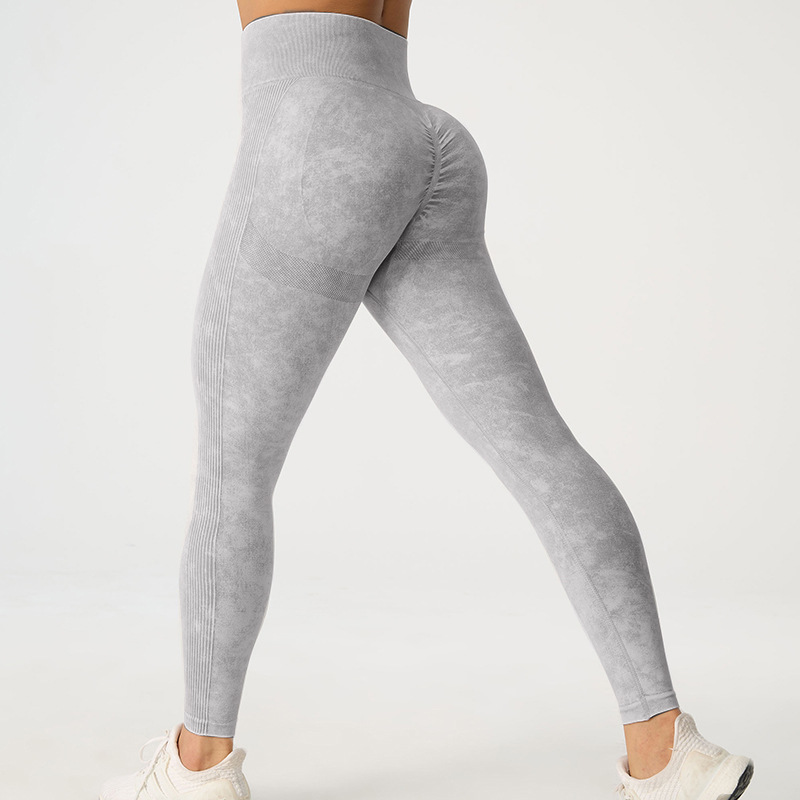 Pantalones de Yoga esmerilados de cintura alta, ropa externa, pantalones de entrenamiento de levantamiento de cadera, mallas ajustadas de secado rápido y planchado