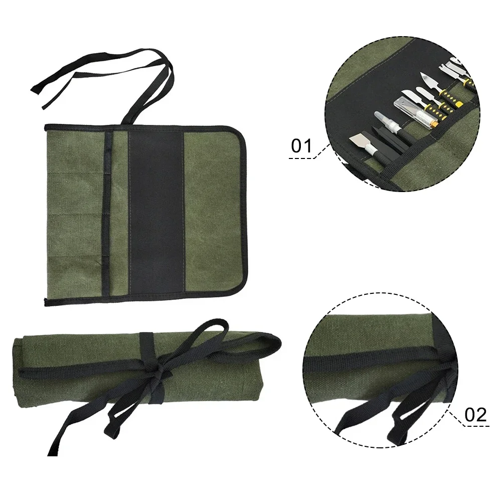 Borsa per attrezzi arrotolabile multiuso resistente Custodia in tessuto Oxford per chiavi Cacciaviti Trapani Parti di attrezzi da giardino appese