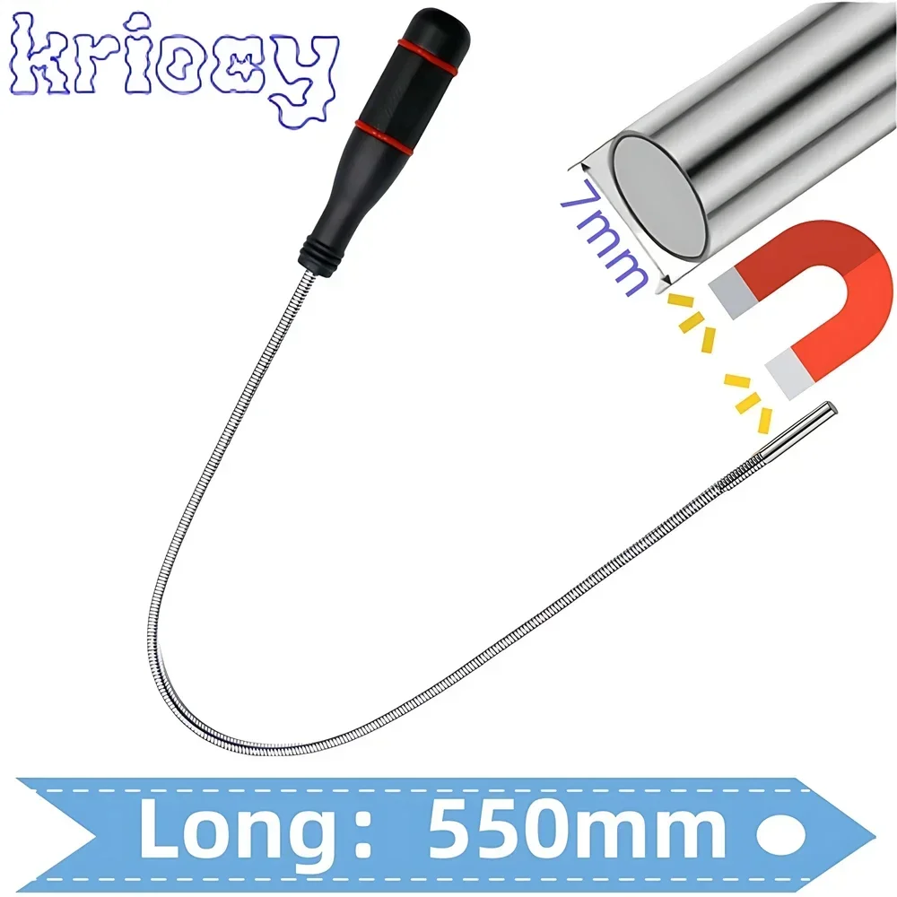 Herramienta de recogida magnética fuerte plegable, herramienta de recogida Flexible de Metal, barra de succión, imán, agarre de resorte, herramientas manuales portátiles