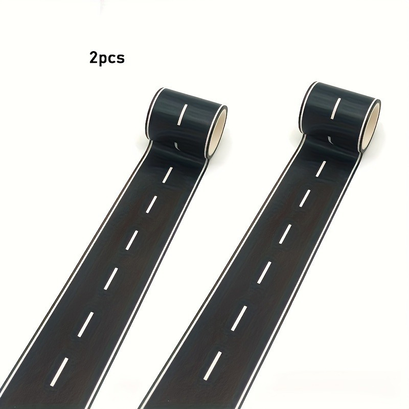 Pegatinas reutilizables de dibujos animados para pista de carretera, cinta negra para decoración de carreras de fiestas, acabado brillante prepegado, temática automática
