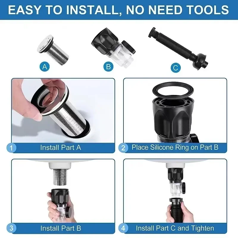 Flip Top Anti-Odor Drain Pipe Set Kitchen Sink Drain Retractable Deodorizing Filter Flexible Downspout Bathroom Anti Clogging
