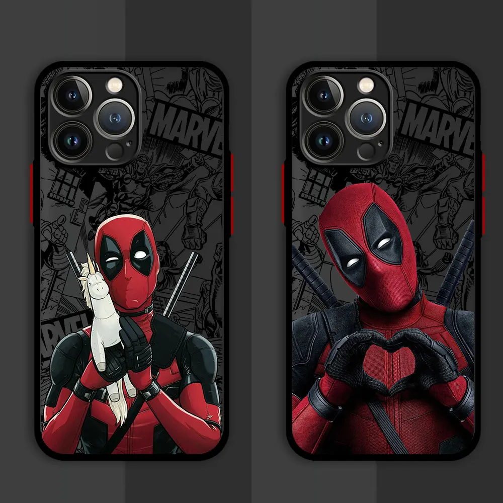 Роскошный матовый чехол Marvel Deadpool Hard PC для iPhone 16 15 XR X 14 16 Plus XS Max 13 Mini 15 16 Pro Max 12 11 Pro 12 Pro