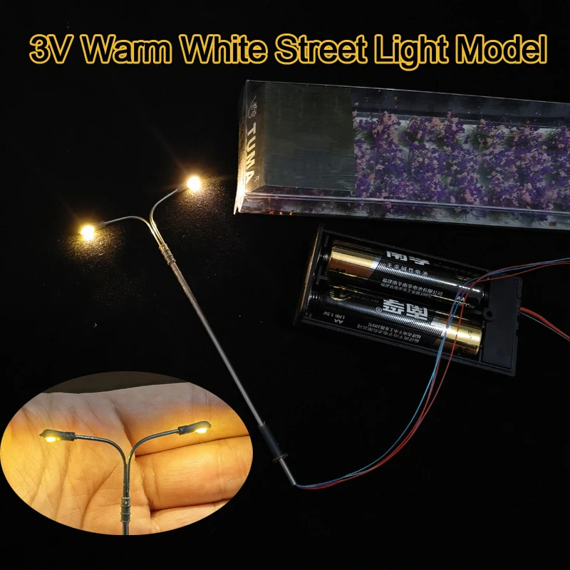 10/20/30/50PCS 1:87 Ho Maßstab Modell Lampen 3V Doppel kopf Led-leuchten Straße Licht Warm Weiß Autobahn/Parkplatz/Zug Layout