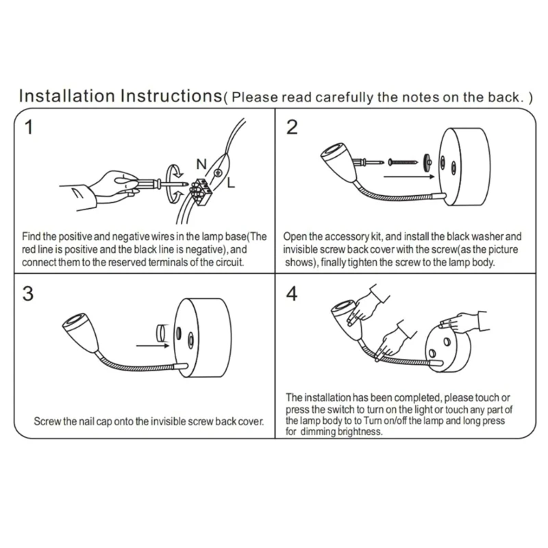 Luz de lectura LED Flexible con interruptor táctil, lámpara de pared con puerto de cargador USB para autocaravana, yate, cabina, uso doméstico, 12V y 24V