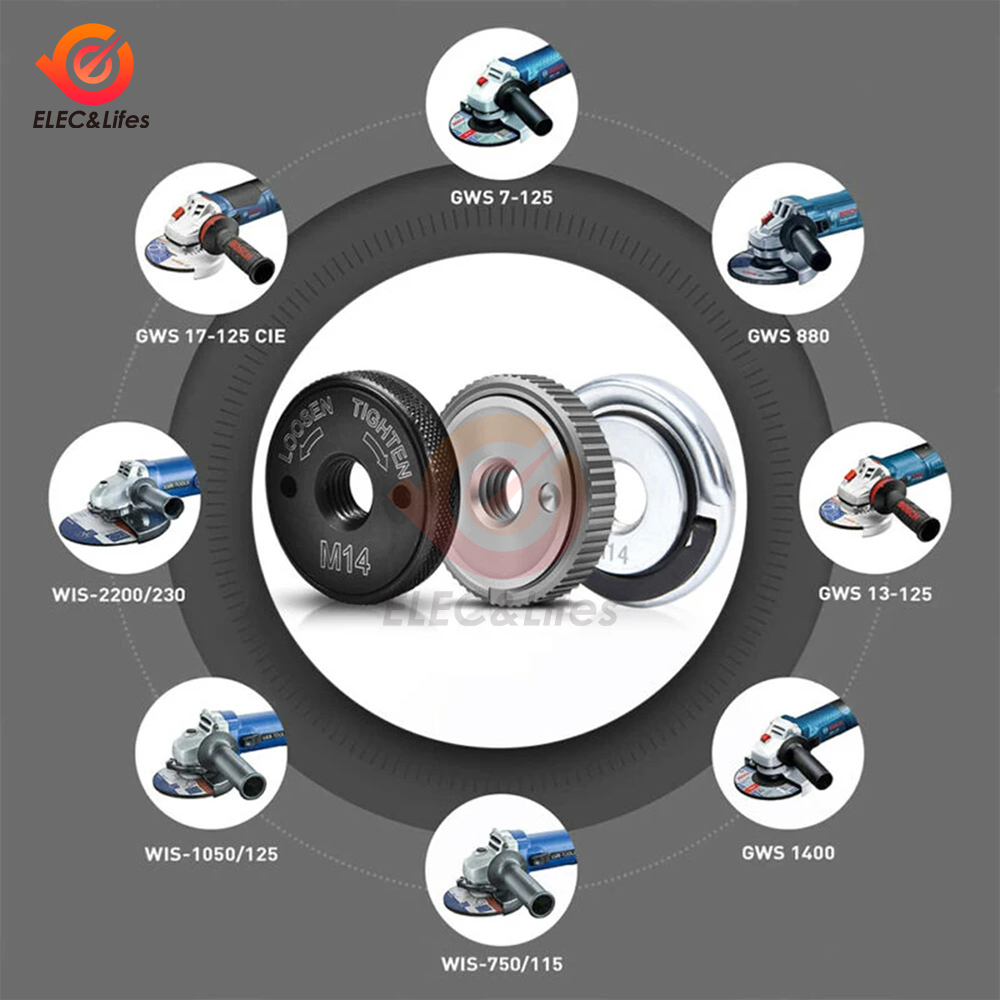 M14 14mm Angle Mill Máy mài tự khóa nhanh Máy ép mặt bích Nut Power Chuck