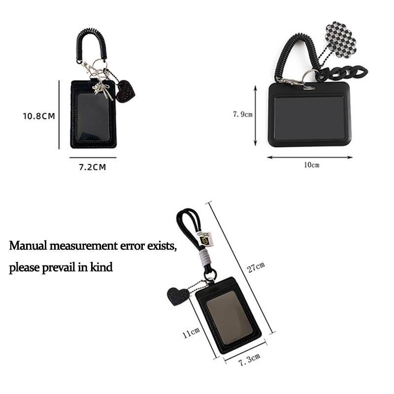 Leather Card Holder ID Card Storage Protective Case Keyring Accessory Backpack Mini Accessory ID Card Holder
