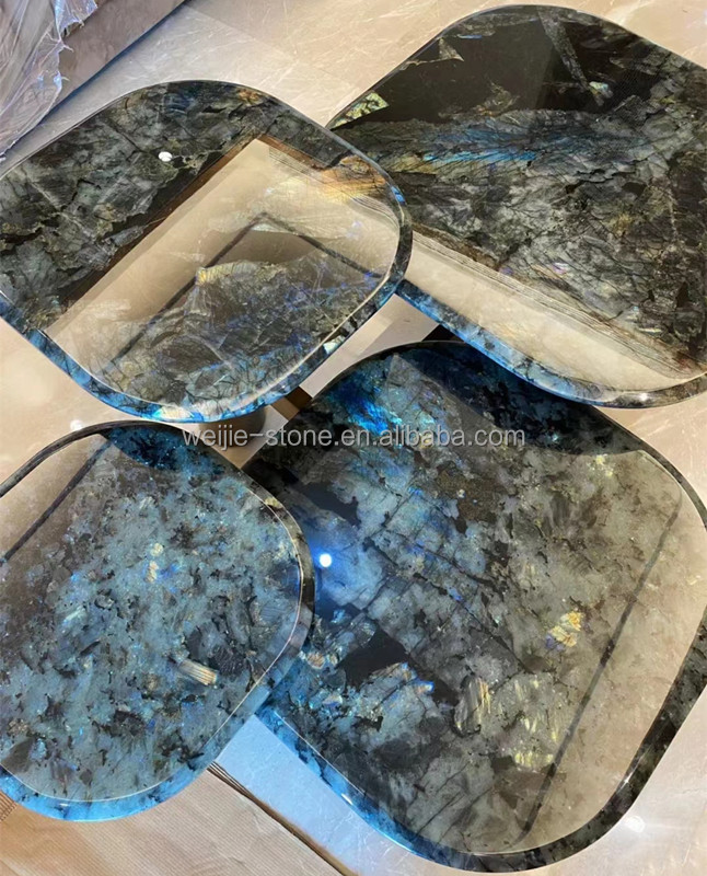 Juego de mesa de centro de granito Azul zafiro elegante, muebles de lujo para sala de estar