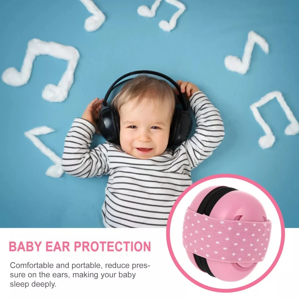 Cuffie antirumore per neonati con cancellazione del rumore, design morbido e imbottito, cuffie con protezione per le orecchie del bambino con fascia elastica