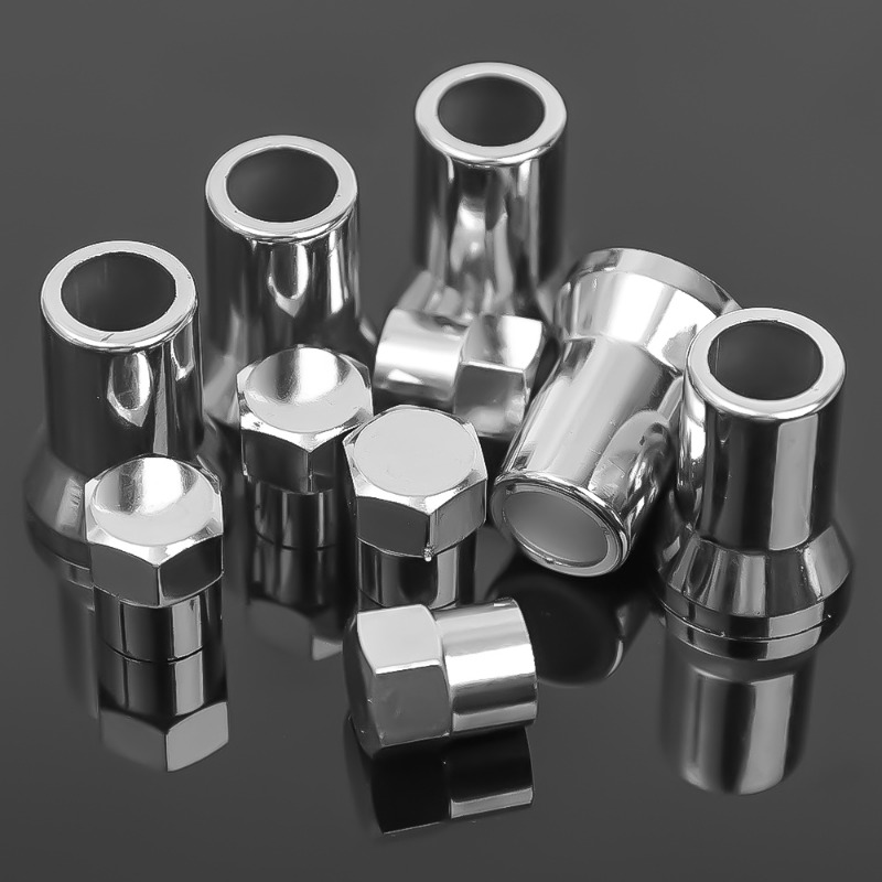 5/10SET cromado Snap-on válvula de neumático de camión de coche tapa Hexagonal con cubierta de manga rueda de neumático de coche accesorios universales