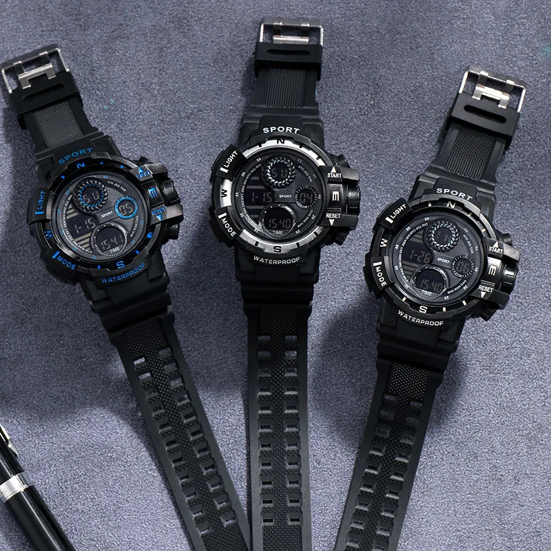 Reloj Digital militar para hombre, relojes deportivos para exteriores, reloj de pulsera electrónico resistente al agua con cronógrafo luminoso para estudiantes