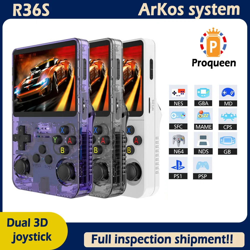 Consola de videojuegos Retro R36S, sistema Linux, pantalla IPS de 3,5 pulgadas, reproductor de bolsillo portátil, 64GB, 128G, los mejores regalos para niños