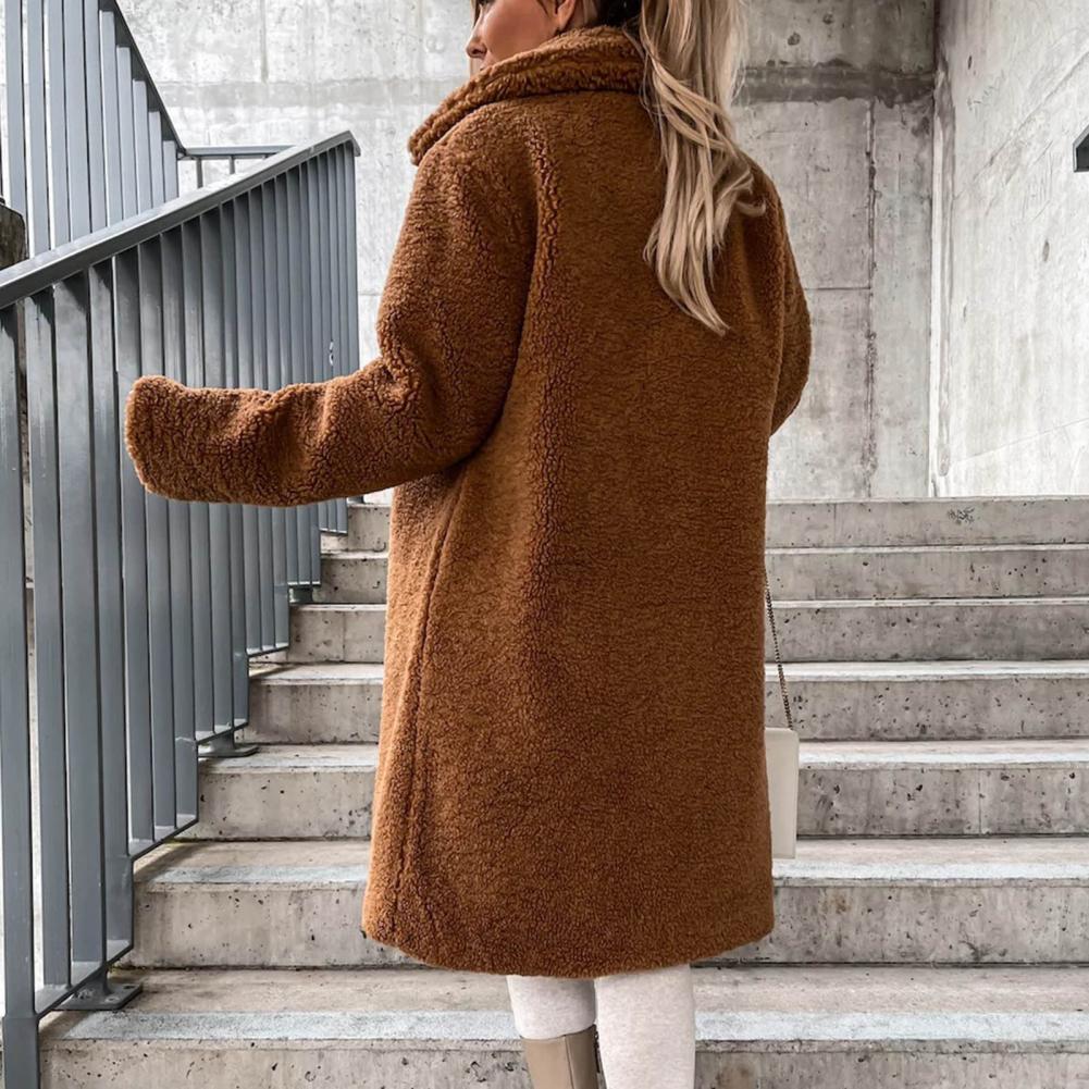 Frauen Graben Winter Längere Faux Pelz Warme Mantel Langarm Weibliche Dicken Teddybär Mantel Beiläufige Lose Oversize Outwears
