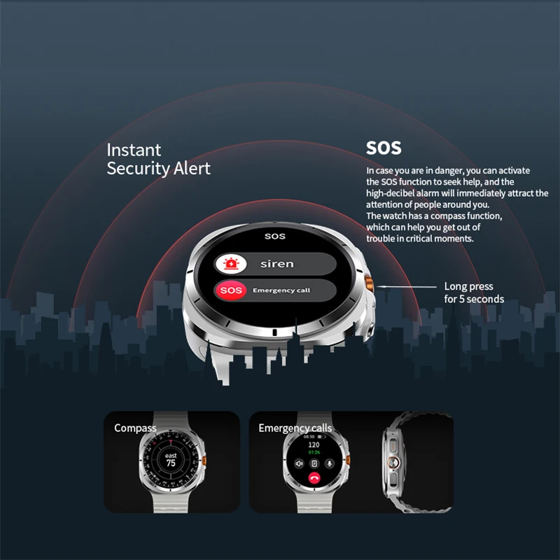 サムスンギャラクシー-男性用GPS,心拍数モニター,Bluetooth通話,NFCを備えた7つのウルトラスポーツ接続時計