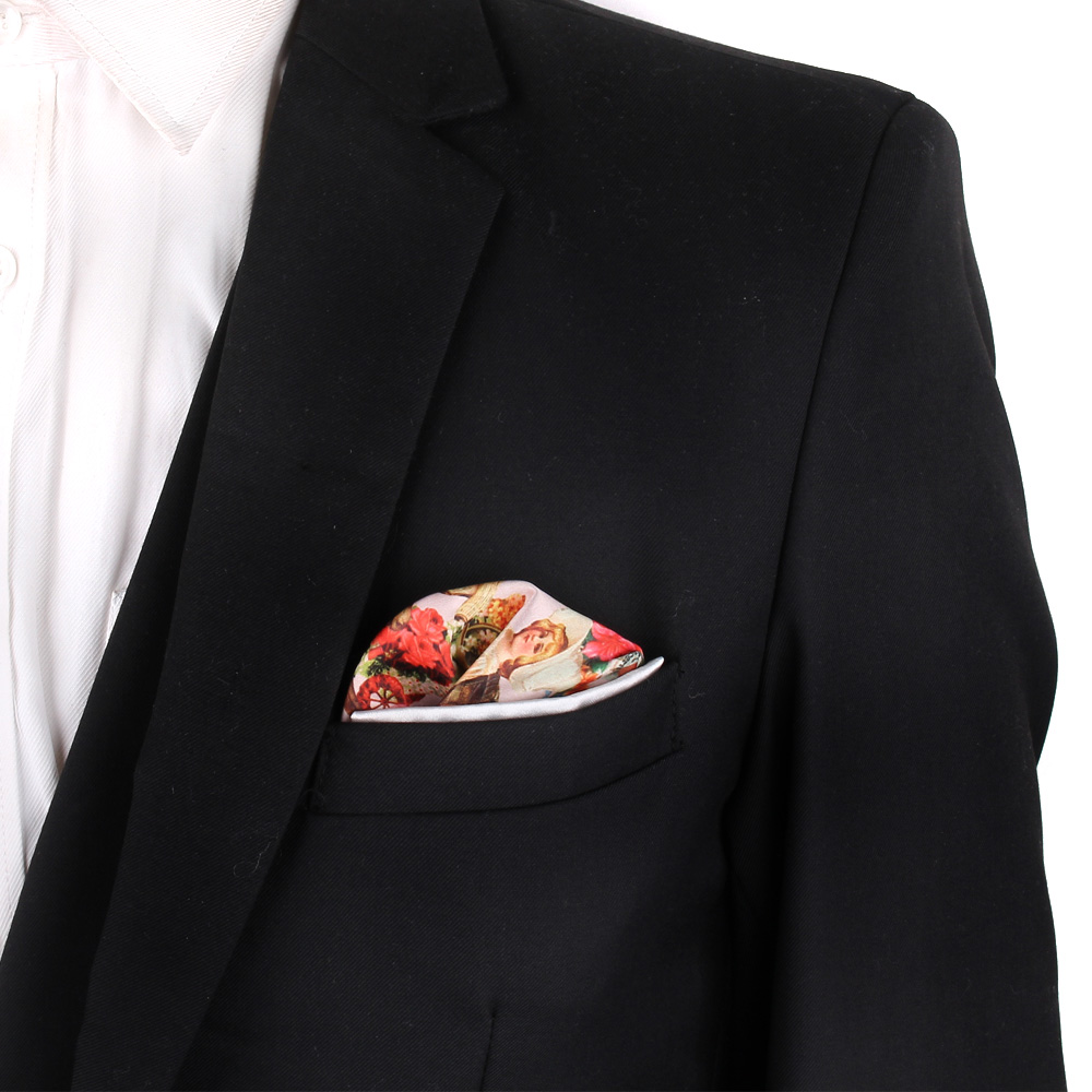 Funny Print Pocket Squares Vintage Printed Suit Handkerchiefs Luxury Men Hanky Accessories for gift