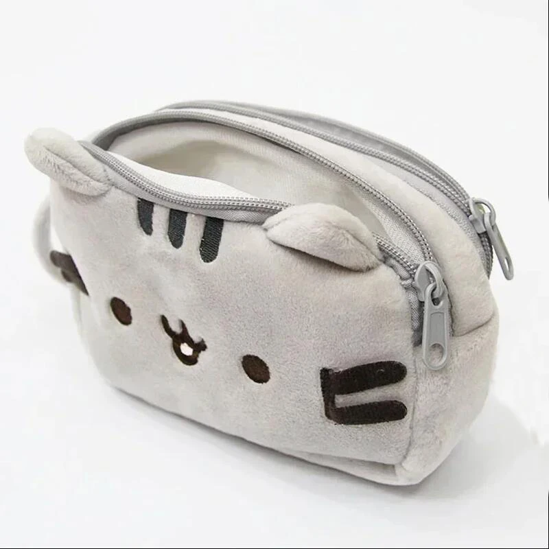 Estuche de lápices de gato de dibujos animados, bolsa de lápices portátil Kawaii, bolsa de almacenamiento de cosméticos de gran capacidad, papelería coreana, suministros de oficina
