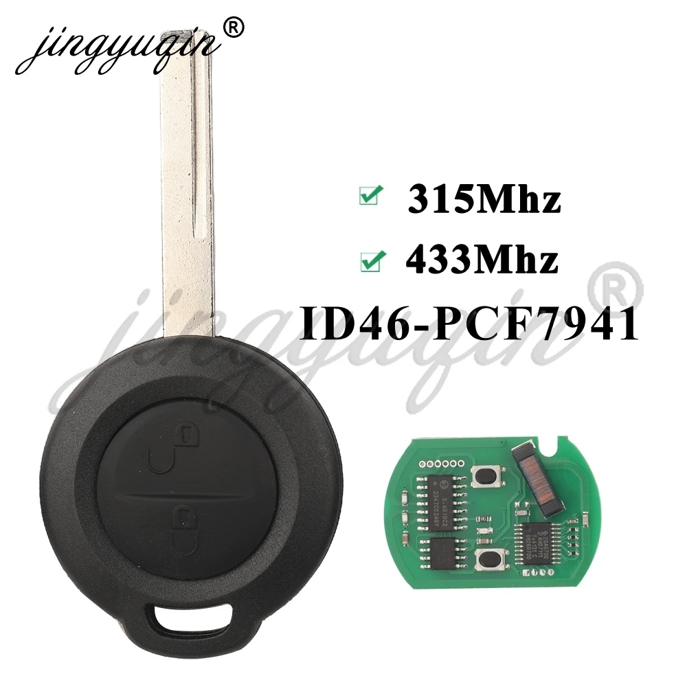 Jingyuqin mando a distancia de coche de 2 botones para Mitsubishi Colt 2002-2012 Cabriolet 2006-2008 Smart 454 ID46 MN 901621   315/433MHz HU56