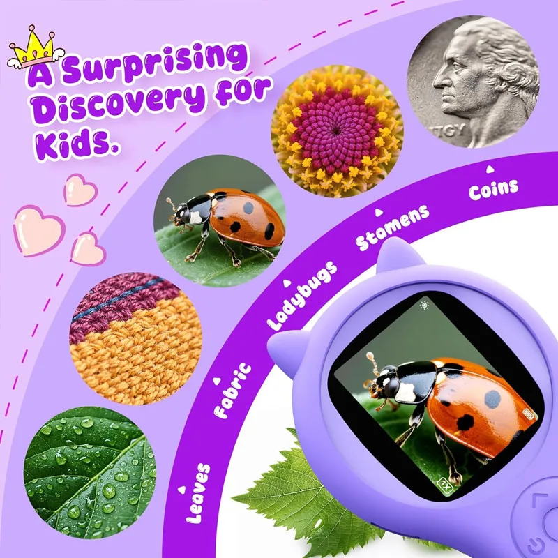 Microscopio Digital portátil 500X USB compatible con 64GB de memoria insecto moneda lupa microscopios portátiles juguete educativo para niños