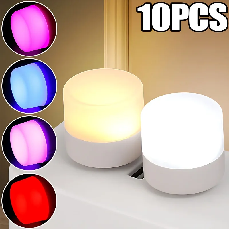 1-10 Uds. Luz nocturna USB Mini lámpara con enchufe LED banco de energía carga protección ocular luces de libro carga de energía móvil luz de dormitorio