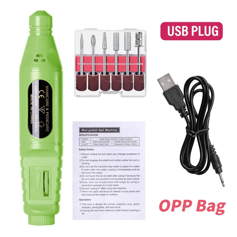 6Combination1 Conjunto de broca elétrica para unhas Máquina de perfuração esfoliante para unhas ​   Ferramenta portátil para polimento de unhas com caneta para lixa de unhas