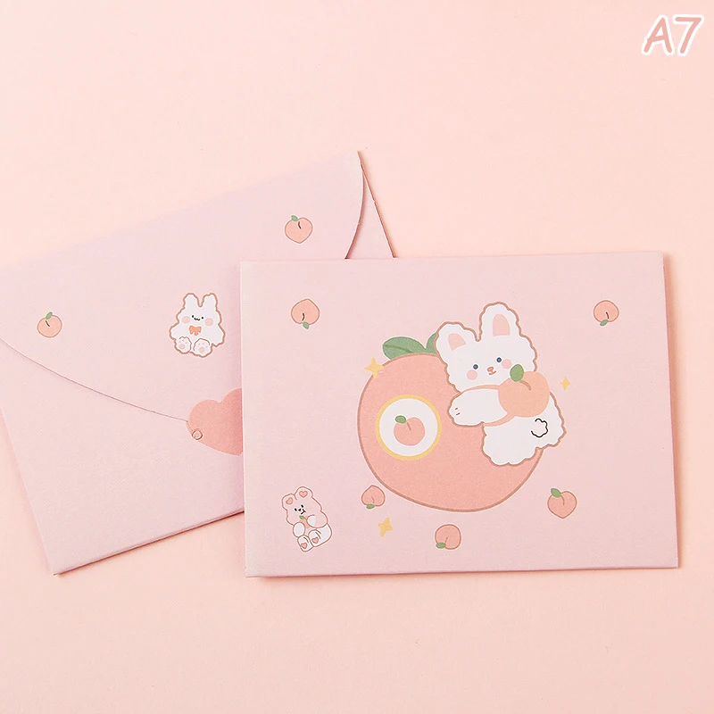 10ชิ้นการ์ดของขวัญการ์ตูนน่ารักซองจดหมายพับได้การ์ดอวยพรวันหยุดคำอวยพรขอบคุณข้อความของขวัญคำสารภาพ