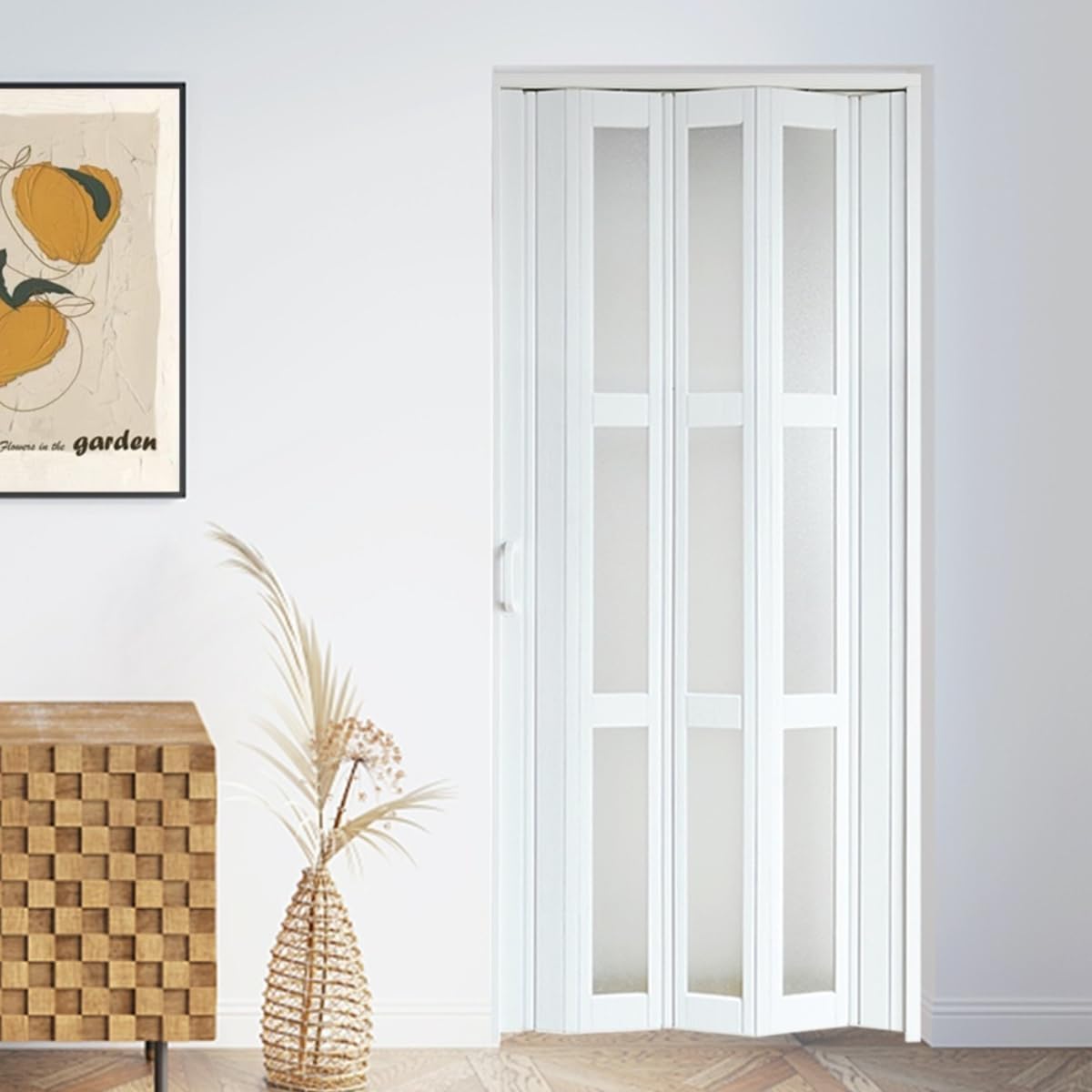 Accordion Door,Interior Folding Doors for Closet Includes Installation Hardware and Lock, White