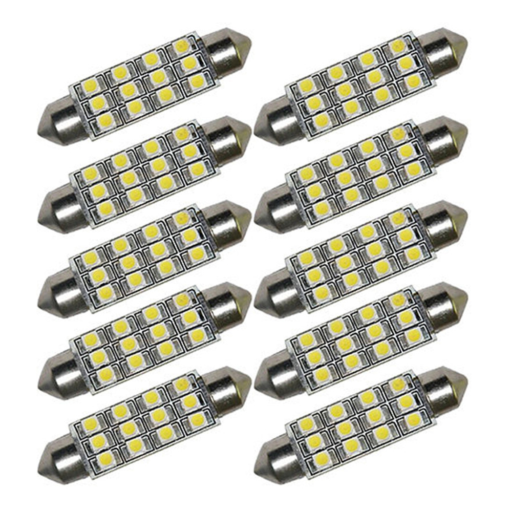 20/10/5 Uds 12 LED 3528-SMD luz para techo Interior de coche luz de matrícula de maletero luz de techo de 12V