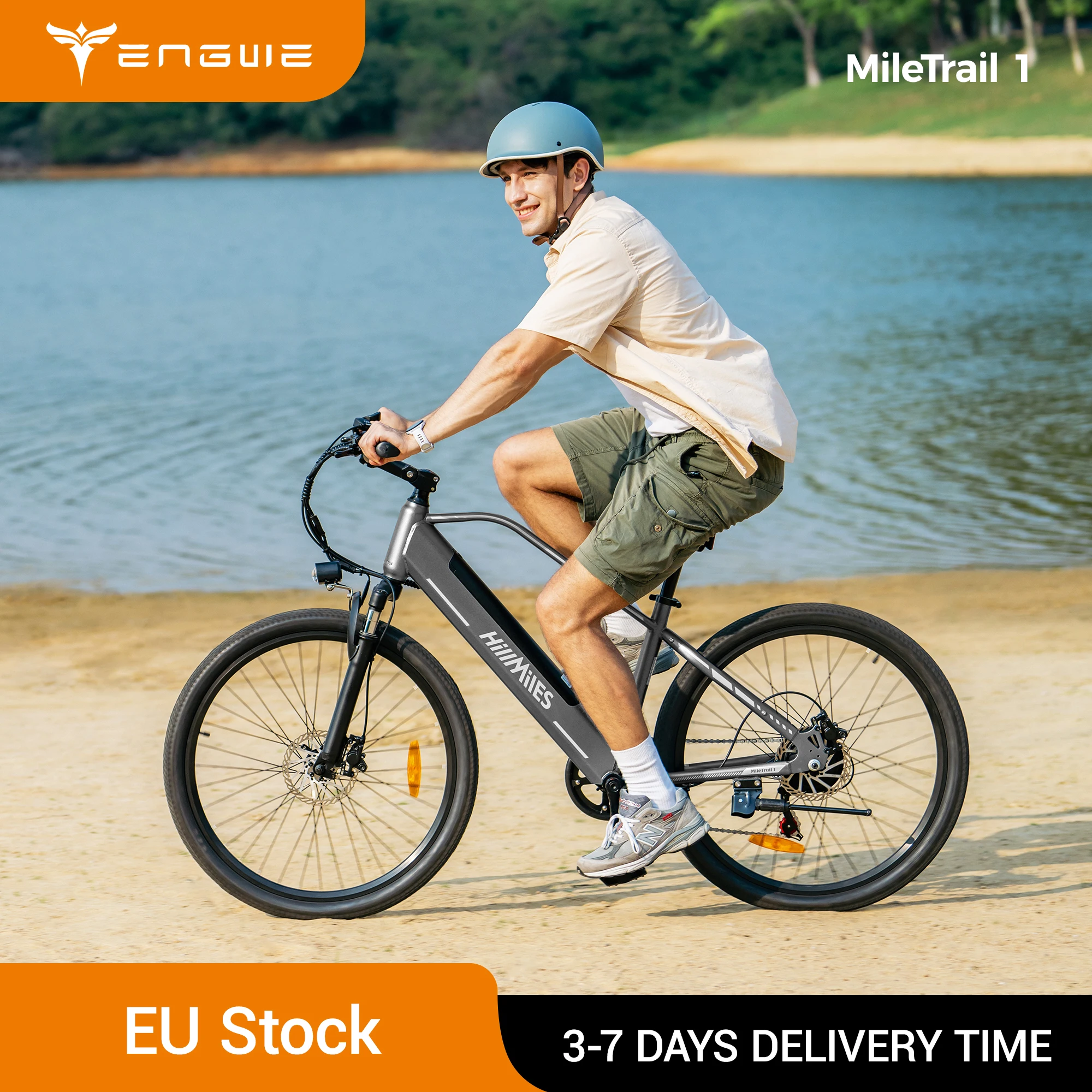 Bicicleta de montanha elétrica MileTrail, motor de 250 W, bateria 36 V 13Ah, 25 km/h, suspensão dianteira, 7 velocidades, freios a disco hidráulicos