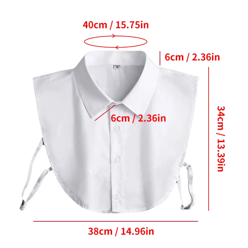 Medio cuello falso para mujer, cuello de negocios, cuello de camisa falso, medio cuello falso cómodo para hombres y mujeres, ocasiones formales