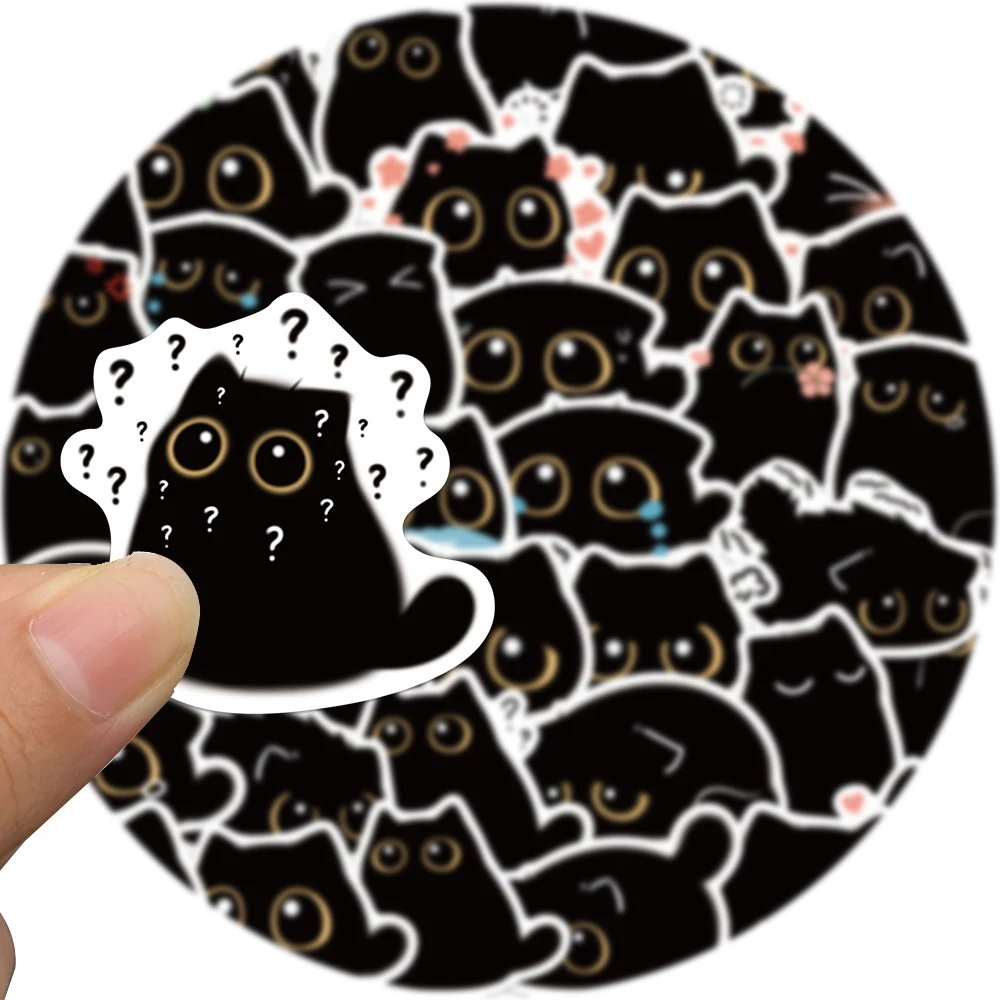 40PCS น่ารักสีดํา Briquette Cat สติกเกอร์กันน้ําการ์ตูนตกแต่งแล็ปท็อปถ้วยโทรศัพท์กระเป๋าเดินทางเด็กของขวัญของเล่นรูปลอก