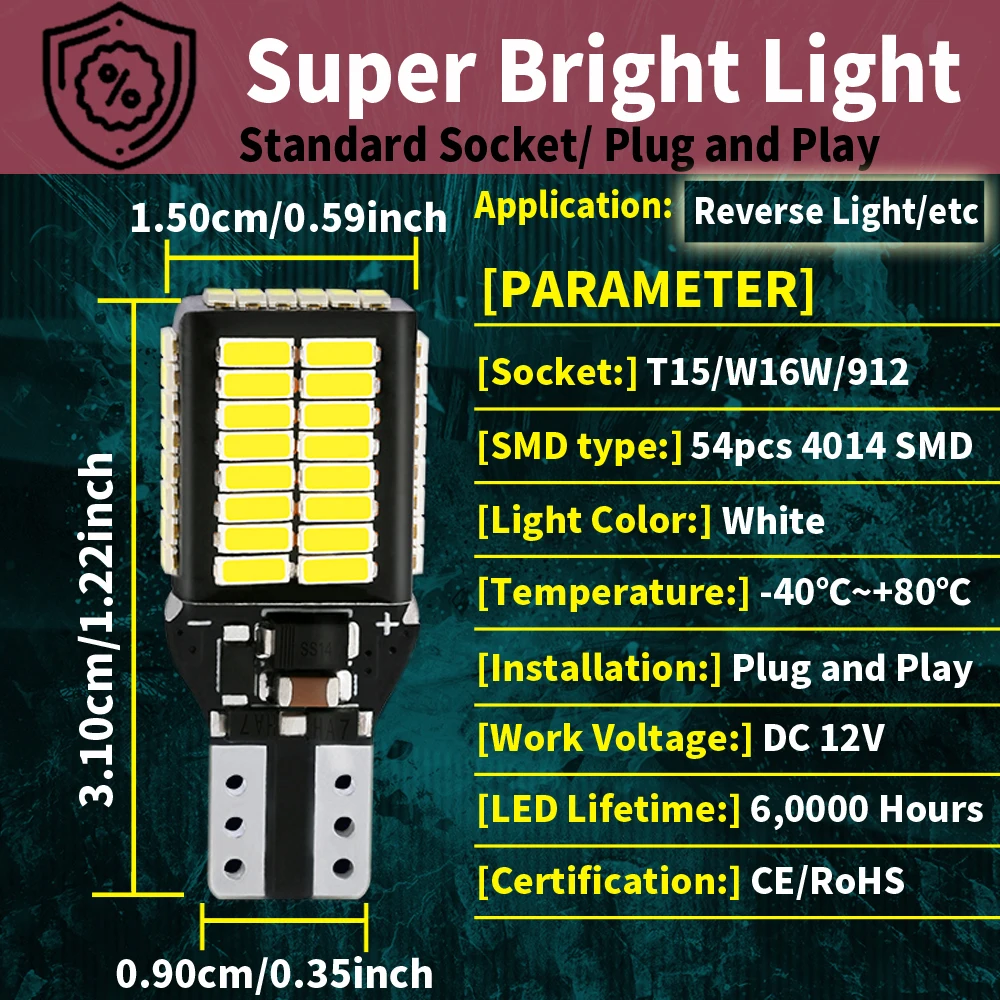 2 uds W16W T15 921 912 bombillas LED Canbus de luz de marcha atrás para Audi A1 8X1 8XK A3 8P A4 B9 B8 A5 8T A6 C7 C6 A8 4E