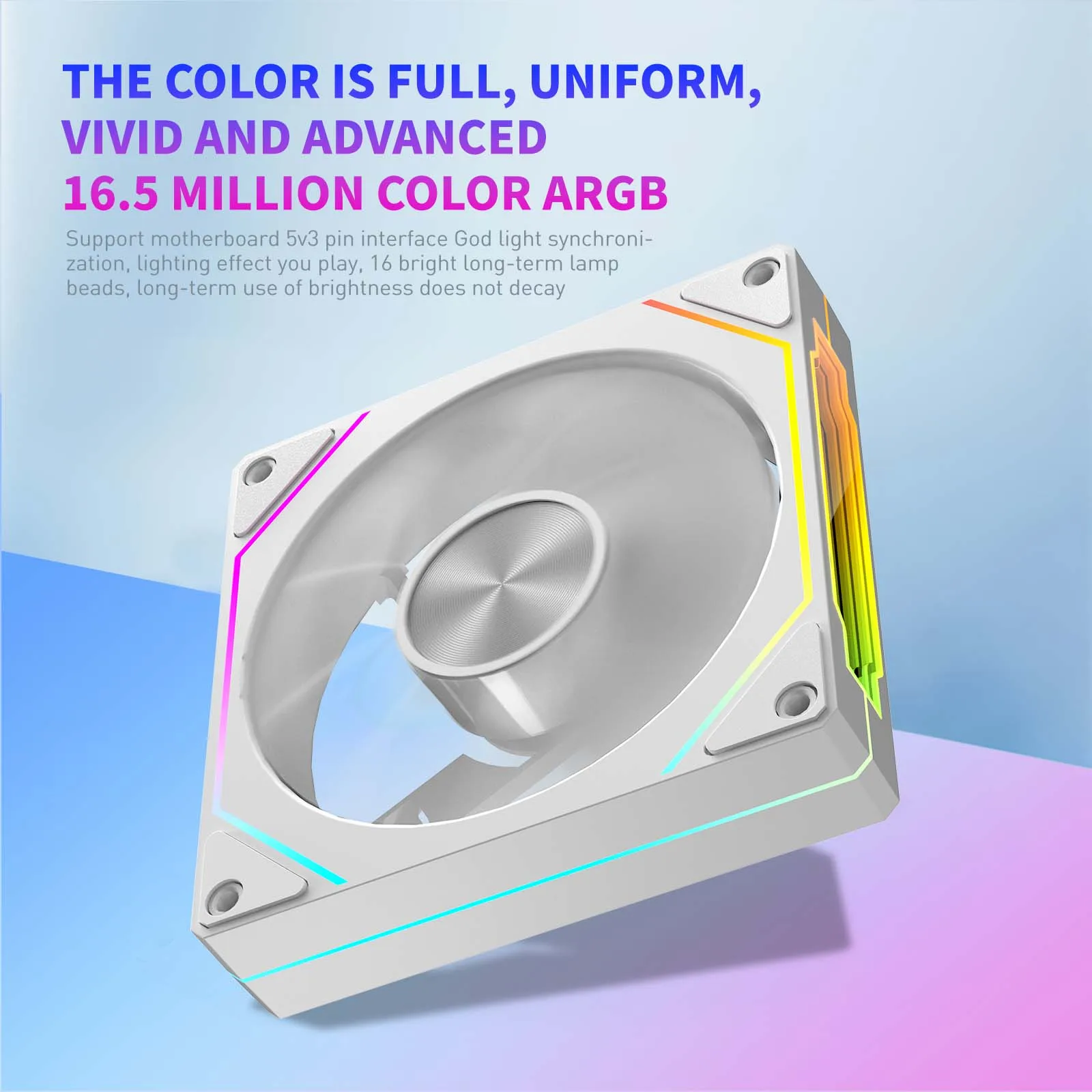 LDPCSJ OEM PRISM 5 PRO Computer Chassis Fan 12cm ARGB 4 Pin PWM Quiet Cooling Fan 12V Large Air Volume 45.2CFM/800-1600RPM