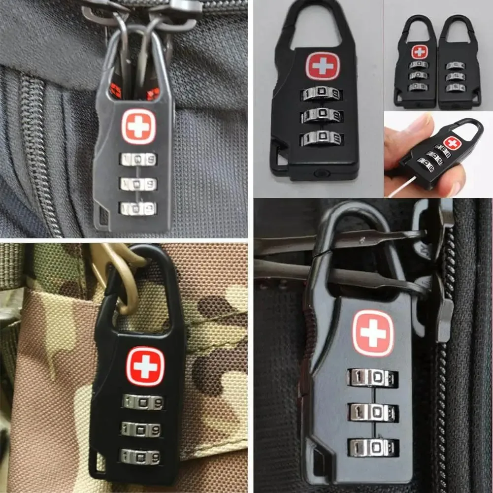 Candado con cerradura de aleación portátil para equipaje de viaje al aire libre, mochila con cremallera, bolso, combinación antirrobo segura, cerradura de número de código, 1-5 uds.