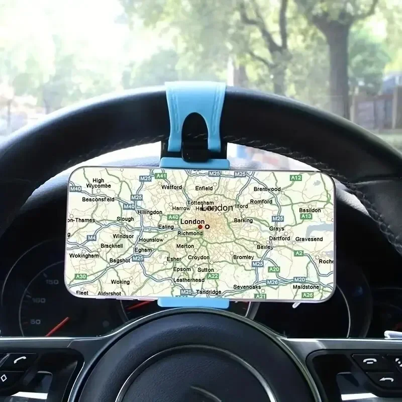 ユニバーサルカーステアリングホイールホルダー,フック,マウント,ナビゲーション,モバイル,ブラケット,車のサポート,iPhone, Xiaomi, Samsung