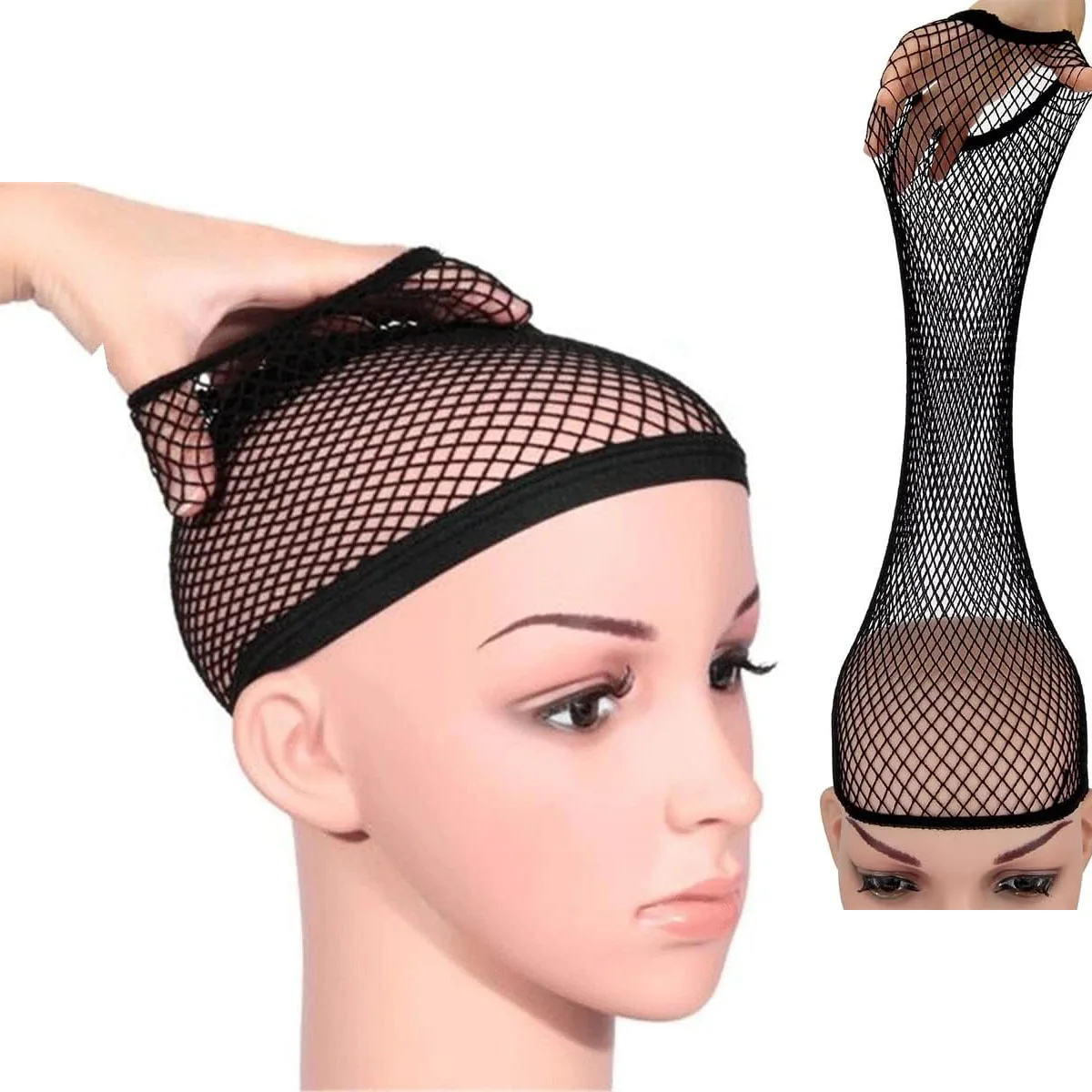 1pc rede de cabelo de náilon nova rede de cabelo elástica extensível moda malha tecelagem peruca bonés para mulheres fazendo ferramentas peruca