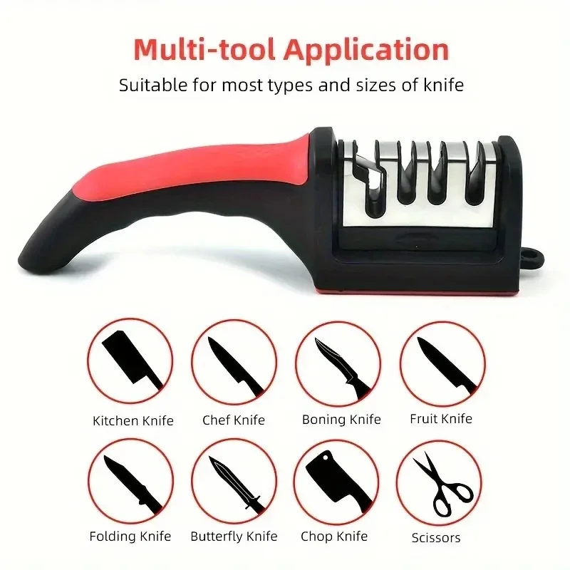 3-Segment มีด Sharpener มีด Sharpeners สําหรับมีดครัวสแตนเลสสามวัตถุประสงค์ Sharpening Stone สําหรับเครื่องมือห้องครัว
