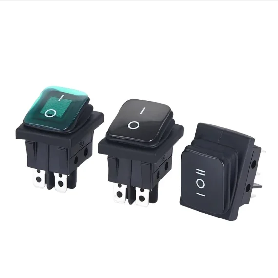 KCD2 ON-OFF ON-OFF-0N 4/6 pines 2/3 posiciones impermeable tipo barco interruptor basculante KCD4 rojo amarillo verde y negro (LED) 20A 250V