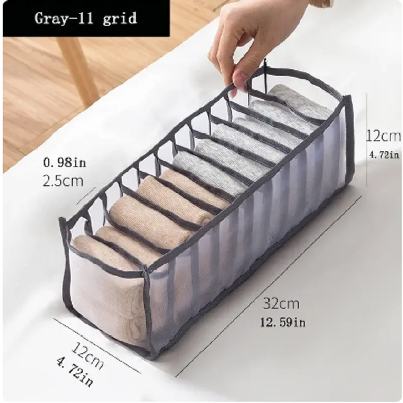11 compartimentos casa dobrável caixa de armazenamento de roupa interior náilon organizando dormitório sutiã de armazenamento organizando saco de malha respirável