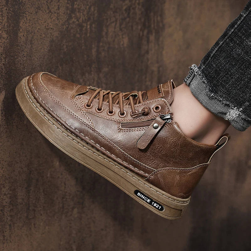 Männer Stiefel Winter High Top Leder Schuhe Mode Baumwolle Schuhe Mode Stiefeletten Business Casual Outdoor Schuhe Männlichen Turnschuhe Neue
