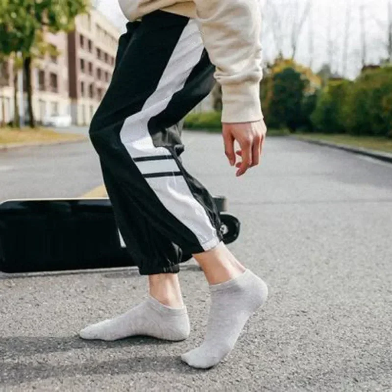 5 par/lote calcetines de corte bajo para hombre Color sólido negro blanco gris calcetines deportivos de algodón transpirables calcetines cortos para hombre mujeres hombres