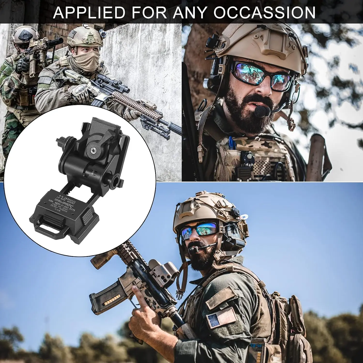 BOOIU Taktische Helm Nachtsicht Halterung für L4G24 PVS15/18 Metall Brille Halterung NVG Helm Halterung Helm Kampf Zubehör