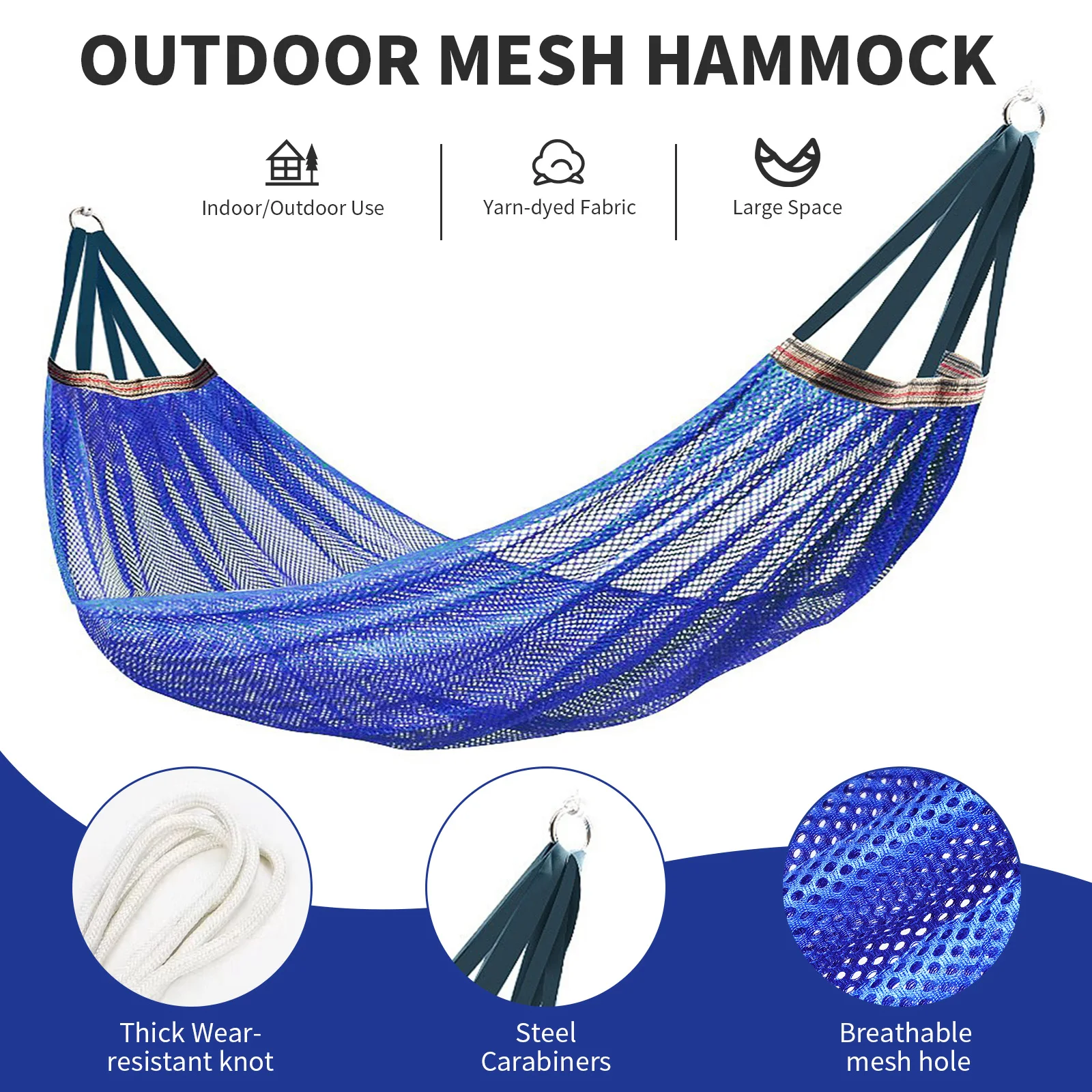 Hamaca de cuerda Hickened para jardín, hamaca de malla para exteriores, hamaca Simple portátil, cama colgante, hamaca doble para exteriores con bolsa