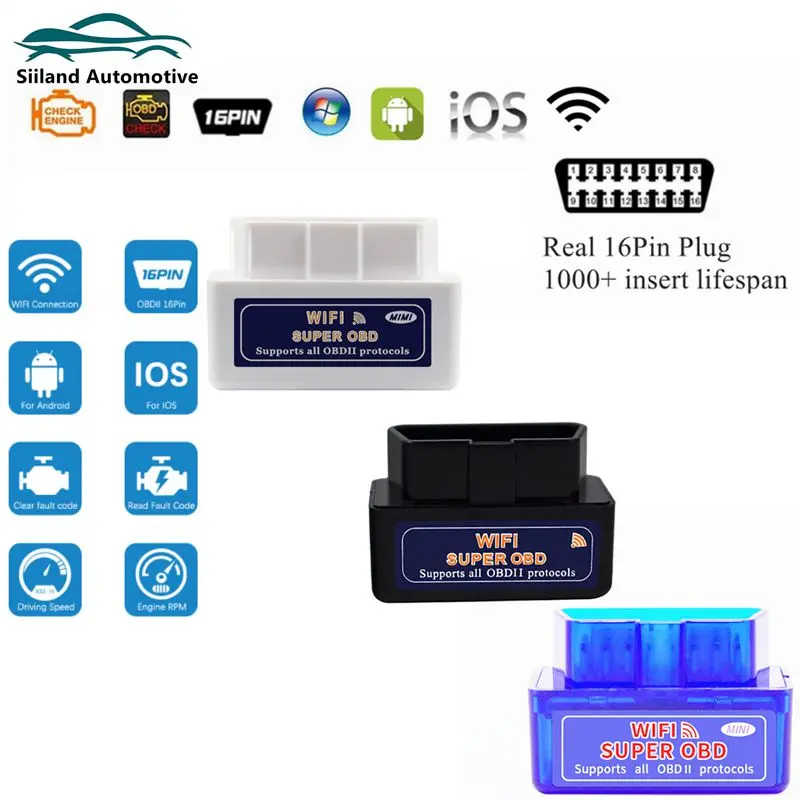 Nuevo Super Mini Elm327 Wifi OBD2 adaptador ELM327WiFi OBD2 escáner de código automático para IOS Iphone ELM327 Wifi V1.5 herramienta de diagnóstico de coche