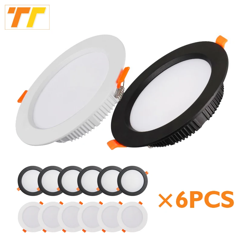 Bộ 6 Đèn LED Âm Trần Downlight 5W 7W 9W 12W 15W 18W Âm Trần Chiếu Điểm Lõm đèn Trắng Ấm/Lạnh AC220V-240V