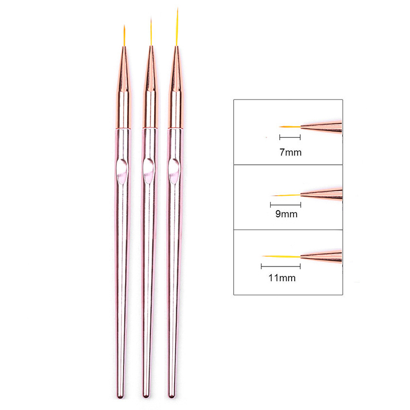 3 Cái/bộ Acrylic Pháp Sọc Móng Tay Nghệ Thuật Dòng Tranh Bút 3D Đầu Dụng Cụ Làm Móng Mỏng Đường Vẽ Bút Gel UV Bàn Chải tranh Dụng Cụ