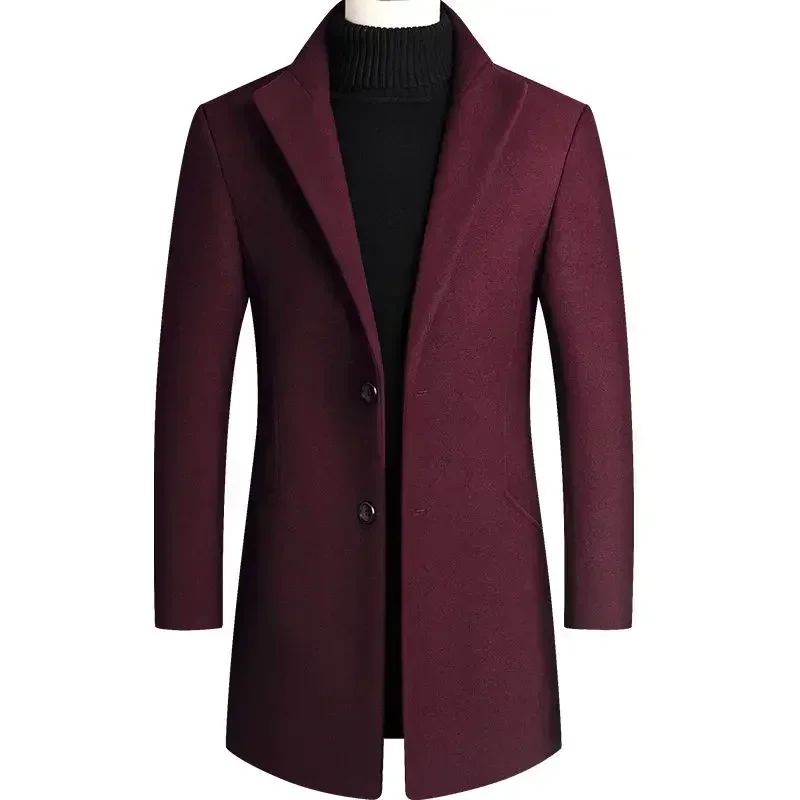 Herren Wollmantel Herbst Winter 2022, mittellang, Windjacke, verdickt, Stehkragen, männlicher Trenchcoat, Abrigo Hombre