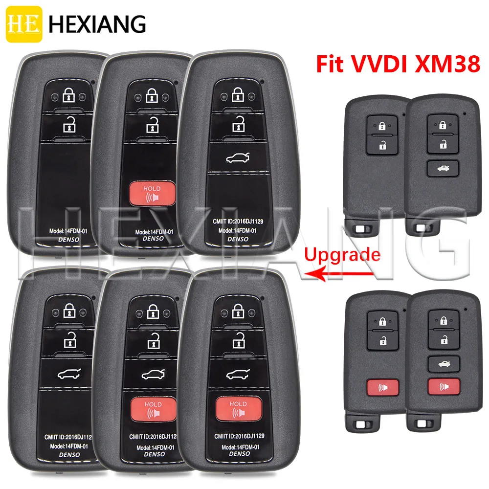 HE-carcasa de llave remota de coche de repuesto, 2/3/4 botones, soporte VVDI XM38 para Toyota Corolla Cmary RAV4 CHR Prius Land Cruiser Prado