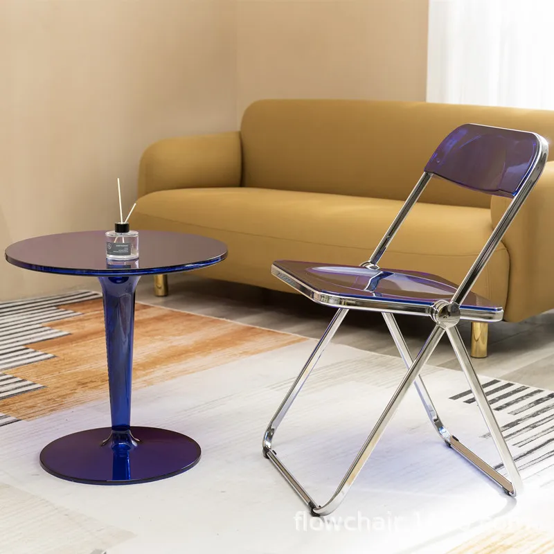 Nordic Simple Transparent Ins Small Coffee Table Round Acrylic Small Side Table Removable Plastic Coffee Table Small Round Table