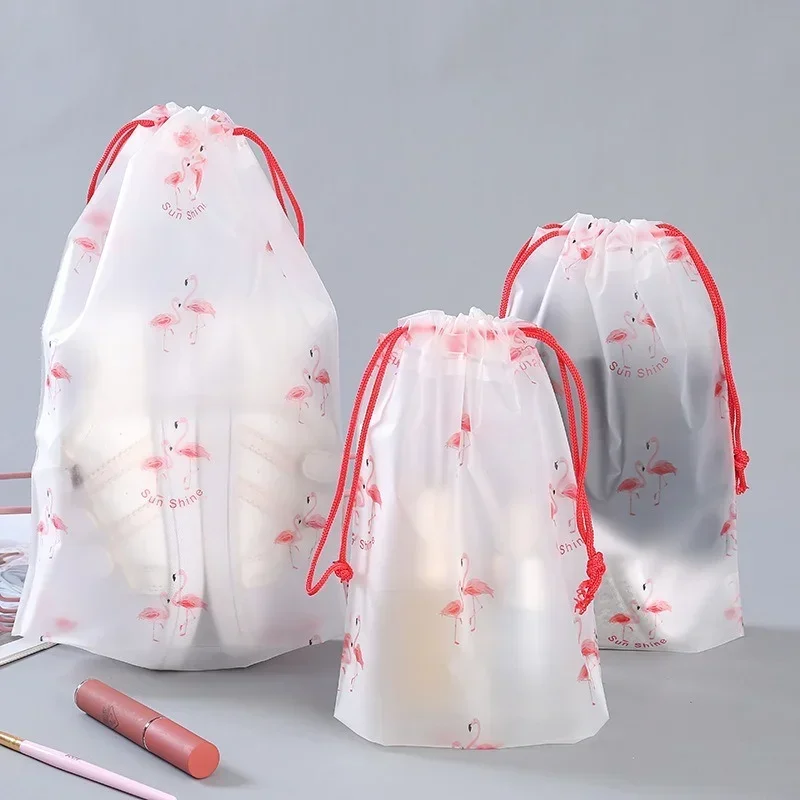 3 ชิ้น/เซ็ตการ์ตูนพิมพ์ Drawstring ว่ายน้ํากระเป๋ากีฬาเสื้อผ้าชุดชั้นในรองเท้าเครื่องสําอางค์กันน้ํา